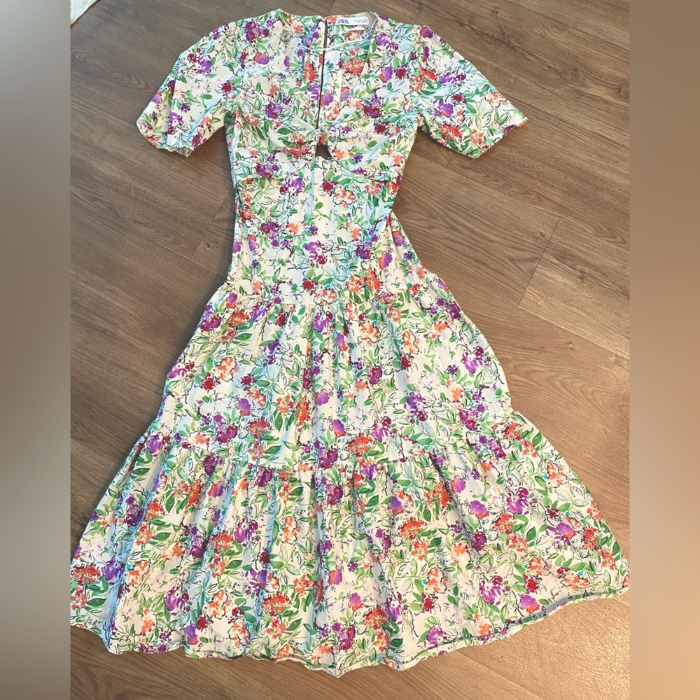 ZARA | Floral MIDI Dress | Size S